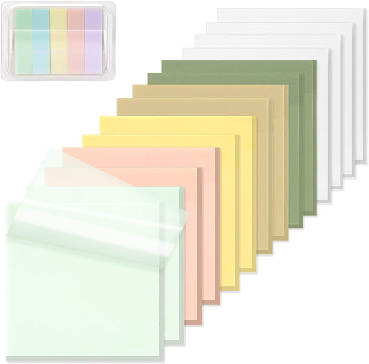 ‎SYMDROMIA Transparent Sticky Notes, 3"x3" Clear Post Translucent Sticky Notes with See Through Self-Adhesive Sticky Pads for Office School College Bible Supplies, 800 Sheets Bohemian
