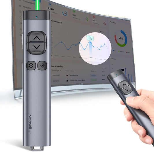 Norwii N97s TV Screen Presentation Clicker for powerpoint presentations, powerpoint clicker, Presentation Remote, Bluetooth Wireless Presenter, Digital Pointer for TV Screen Under Win/Mac