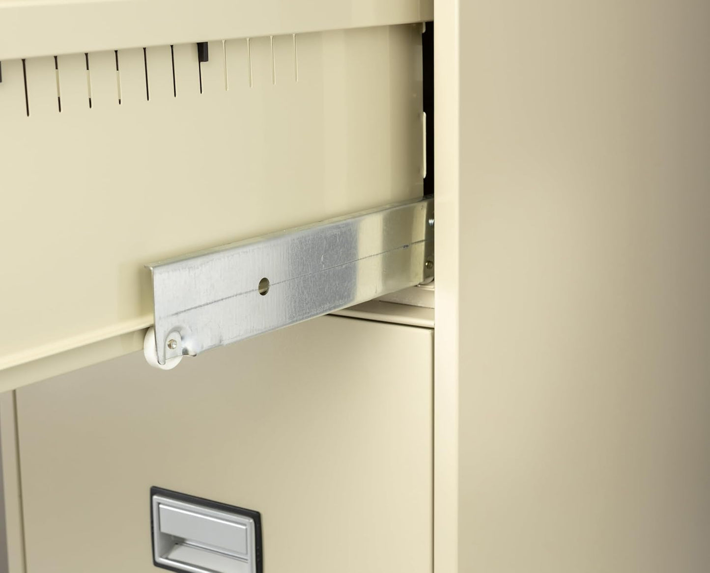 25 inch 4-Drawer Vertical Fireproof File Cabinet – Letter Size Filing – Key Lock – Water Resistant Seal – Fire and Impact Rated – Putty Finish – Model LTR4W25P