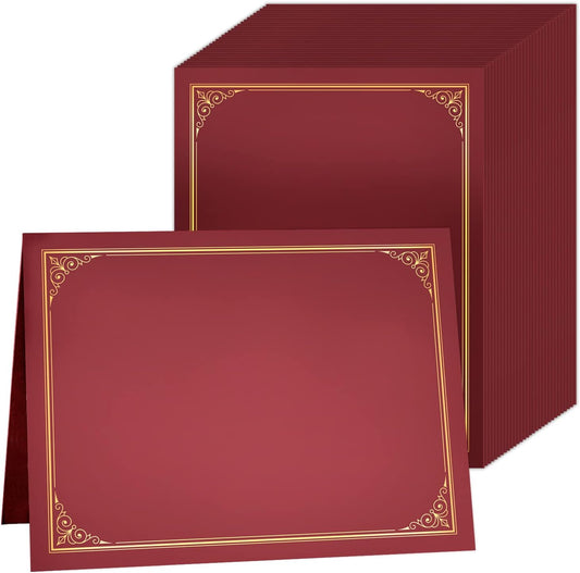 SUNEE Certificate Holders(Burgundy, 30 Packs, New Pattern), Diploma Covers Gold Foil Border, for Letter Size 8.5x11 Certificates, Cardstock, Document Papers