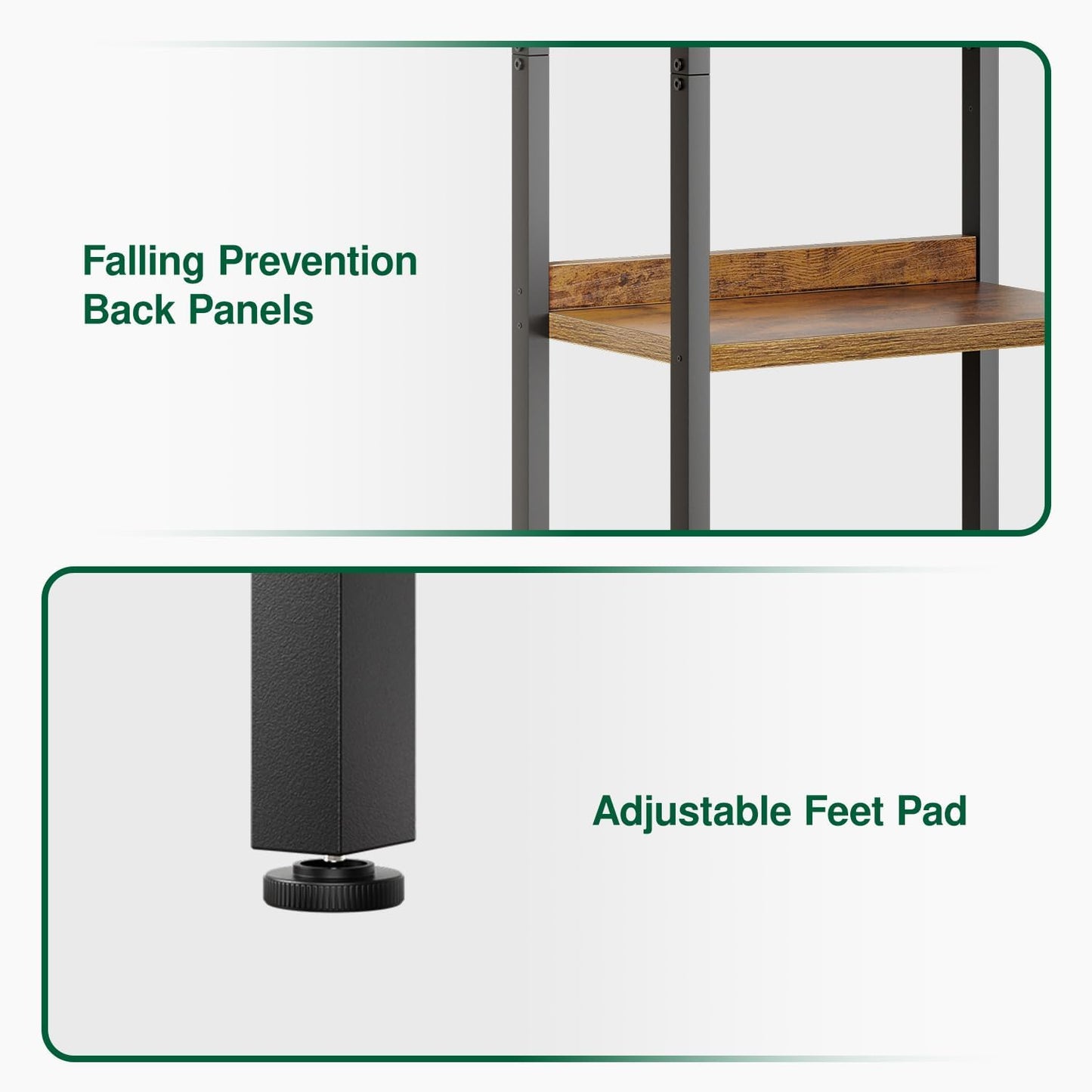 OTK Triple Column 5 Tier Bookshelf, Large Bookcase with 14 Open Display Shelves, Adjustable Industrial Book Shelf with Baffles, Wide Bookshelves for Bedroom, Living Room and Home Office, Rustic Brown