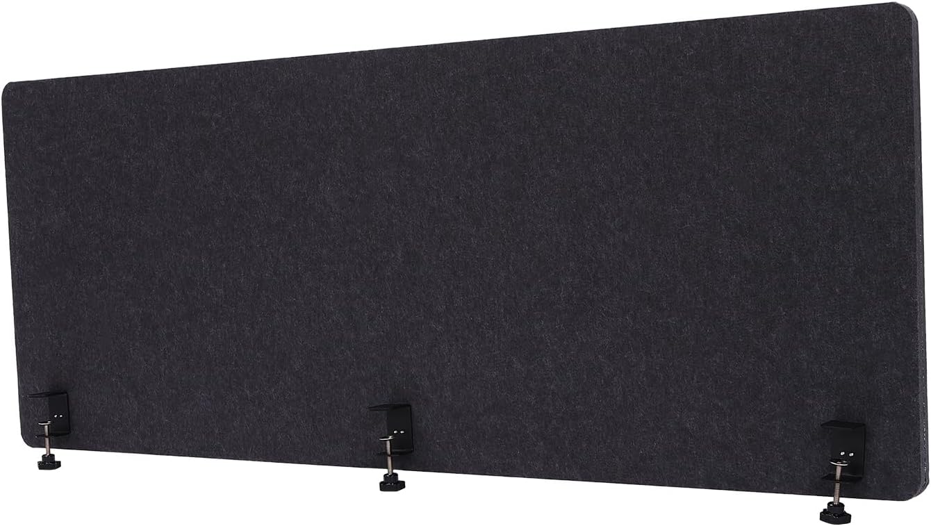 DouSeiAi Clamp-On Desk Divider, Desk Privacy Panel, Office Sound Absorbing Cubicle Partitions, One-Side Panel, 59.1x 23.8x1inch/Dark Gray
