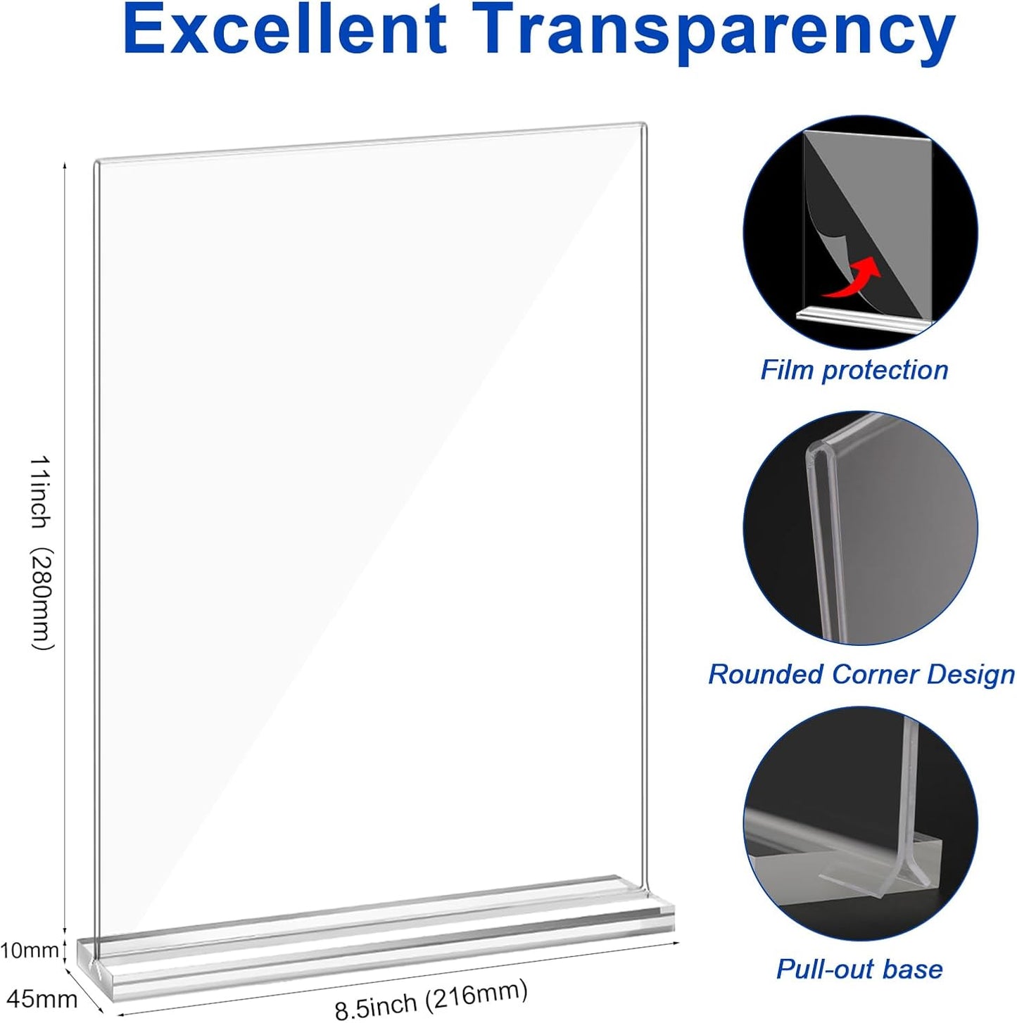 Acrylic Sign Holder,Clear Plastic Sign Holder8.5x11 inches Paper Card T Shape Double Sided Display Stand Picture Frame Desktop Menu Signs Office,Store, 6 Pack