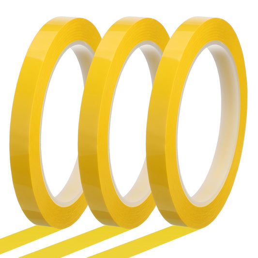 MECCANIXITY Whiteboard Tape 3/8" x 72 Yard Pinstripe Graphic Chart Line Grid Marking Tapes for Classroom Office Dry Erase Board Art, Dark Yellow, Pack of 3