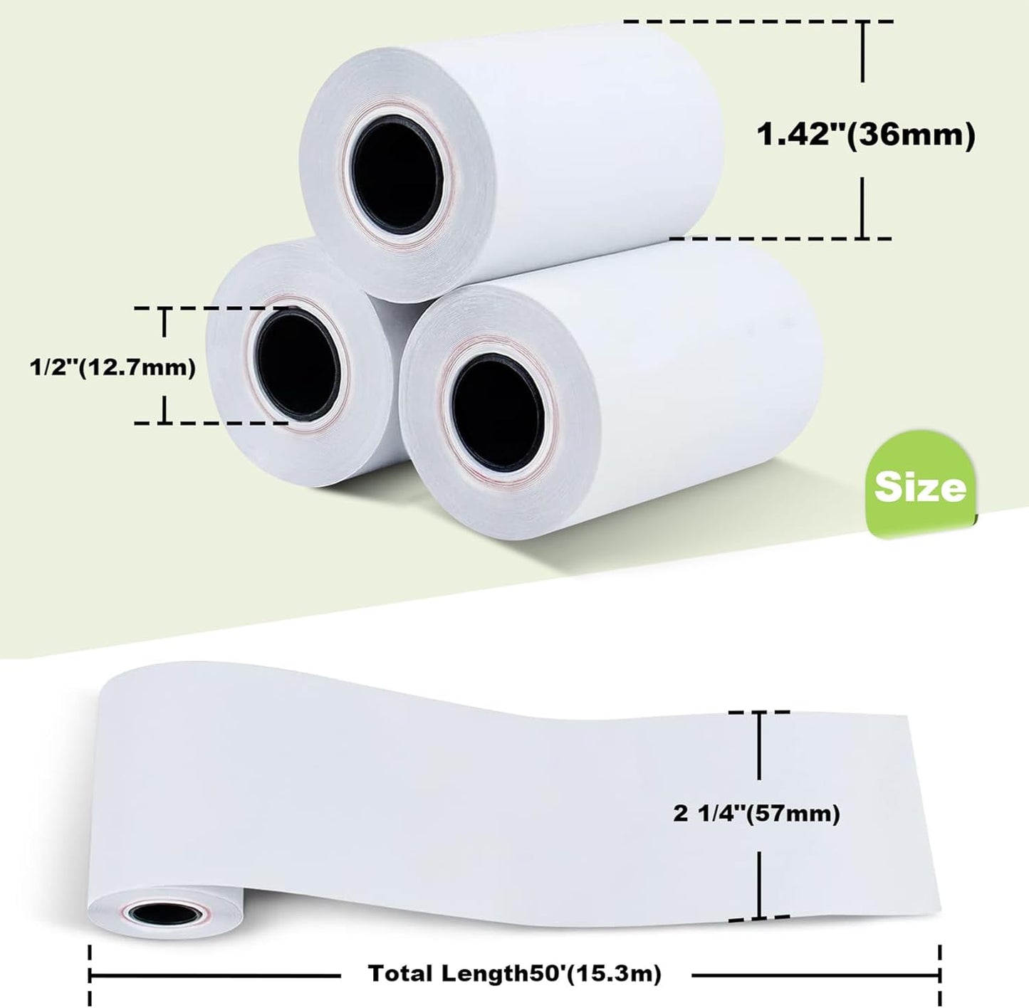 MFLABEL 2 1/4" Thermal Paper Rolls - 50 Rolls of 2.25 x 50' Credit Card Receipt Paper, Compatible with Clover POS, Visa/MasterCard Terminals, & Standard Credit Card Machines