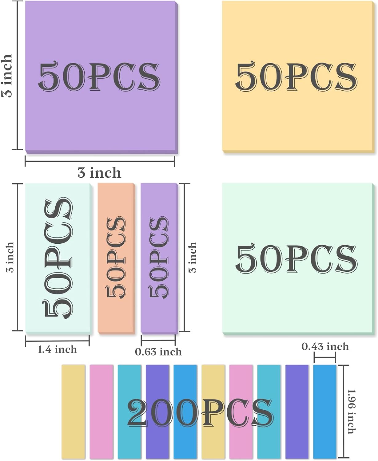 Temiary 500 Sheets Transparent Macaron Sticky Notes 3 x 3 inch, Clear Sticky Note Waterproof See Through Memo Pad, Translucent Writable Index Book Tabs for Annotating Supplies Office & School