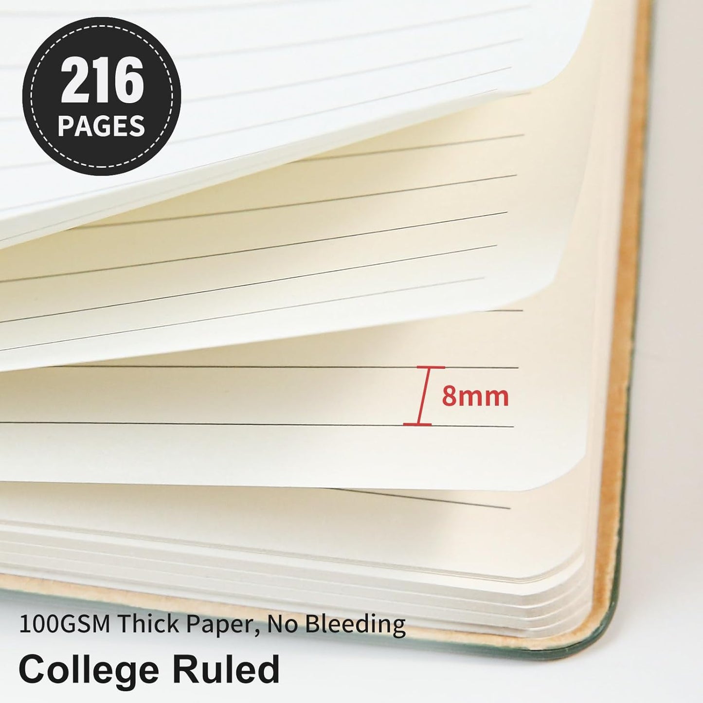 Lined Journal Notebook for Work College Ruled Note Book 5.79"x8.27" A5 PU Leather Daily Journaling 216 Pages for Women Men Writing Home School Supplies Business (A5 Lined 216pages, 07-Black)