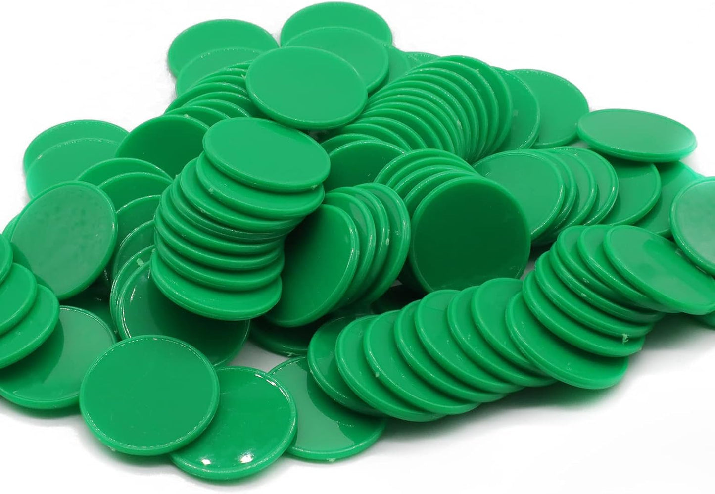 Set of 100 Opaque Plastic Learning Counters Mini Poker Chips Game Tokens with Storage Box (Green, 1.58 Inch)