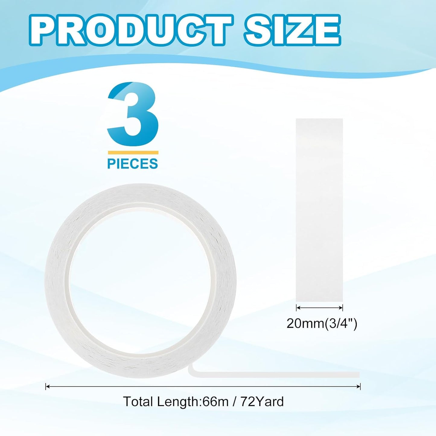 MECCANIXITY Whiteboard Tape 3/4" x 72 Yard Pinstripe Graphic Chart Line Grid Marking Tapes for Classroom Office Dry Erase Board Art, White, Pack of 3