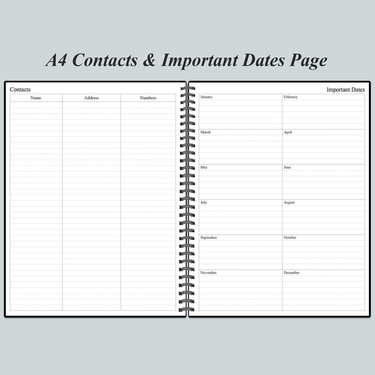 Daily Planner Undated - A4 To Do List Notebook Hourly Schedules, Spiral Appointment Planner for Women and Men,PVC Hardcover, Inner Pocket, Elastic Closure, 8.5" x 11", Black