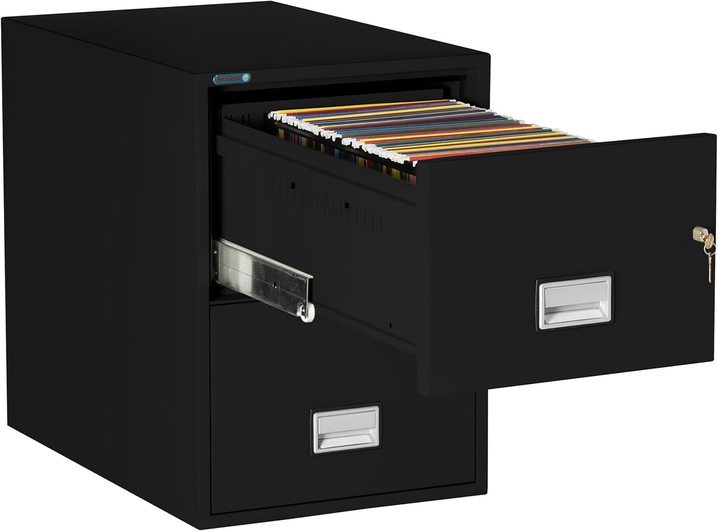 31 inch 2-Drawer Vertical Fireproof File Cabinet – Legal and Letter Size Filing – Key Lock – Water Resistant Seal – Fire and Impact Rated – Black Finish – Model LGL2W31B