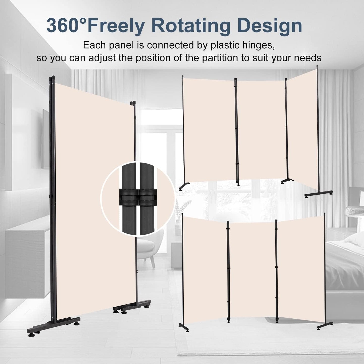 Room Divider 6ft Room Dividers and Folding Privacy Screens, 3 Panel Partition Room Divider Fabric Panel, Indoor Wall Divider for Room Separation Freestanding Space Separators for Bedroom Office Studio