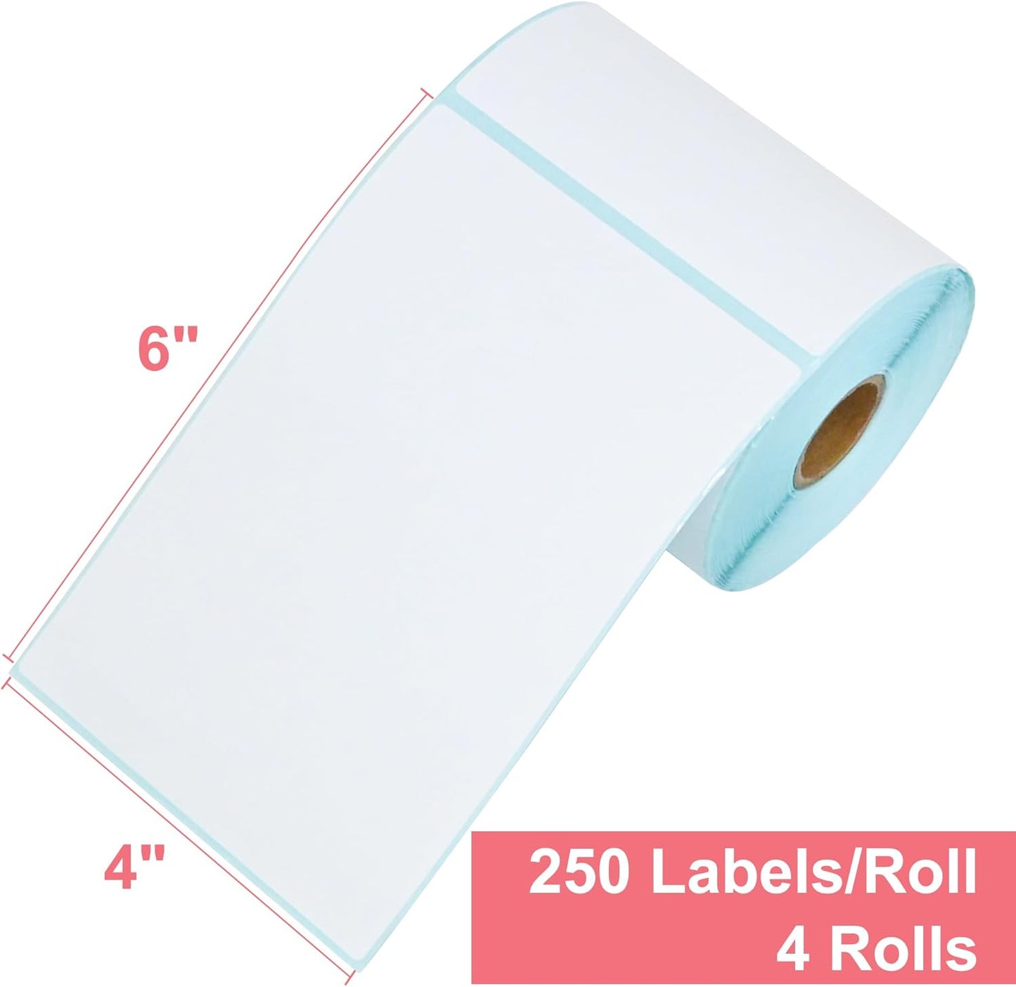L LIKED 4"x 6" Direct Thermal Labels White Perforated Shipping Labels,250 Labels per Roll,4 Rolls