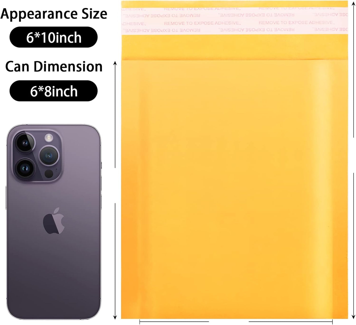 Kraft bubble mailers 6x9 Inch 200 Pack,Self-Sealing Paper Envelopes for Packaging,Strong Adhesion Envelope Mailers, Small Waterproof Cushioned Padded Shipping Bags Yellow #0