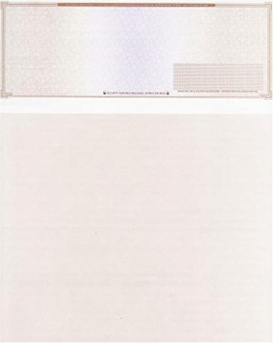 2000 Blank Check Stock - Check on Top Mazed - Paper Weight # 70"High Security" Check Paper Brown Mazed