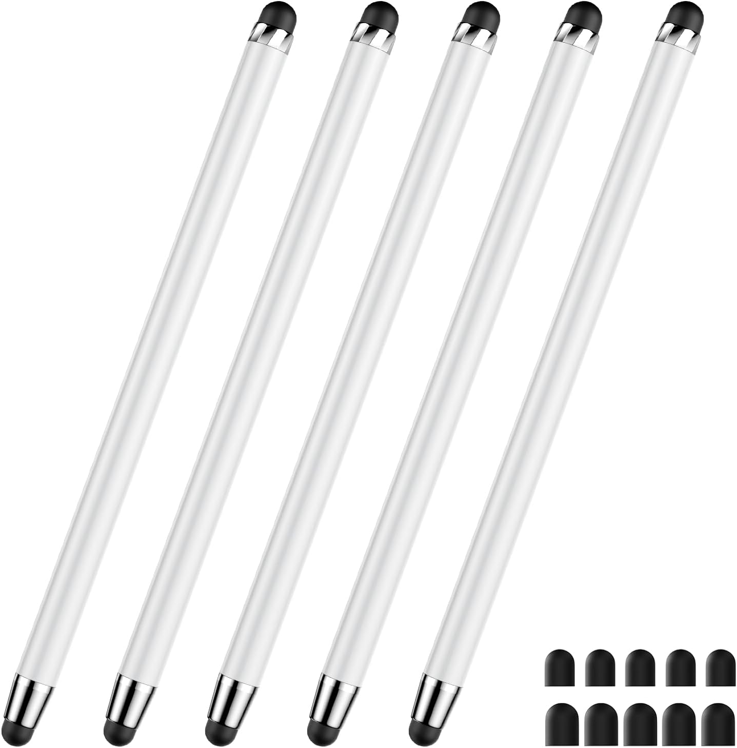 Stylus Pen for Touchscreen,5 PCS Stylus,Stylus 2-in-1 High Sensitivity Precision Suitable for Touch Screens of iPhone/ipad/Android Tablet(White)