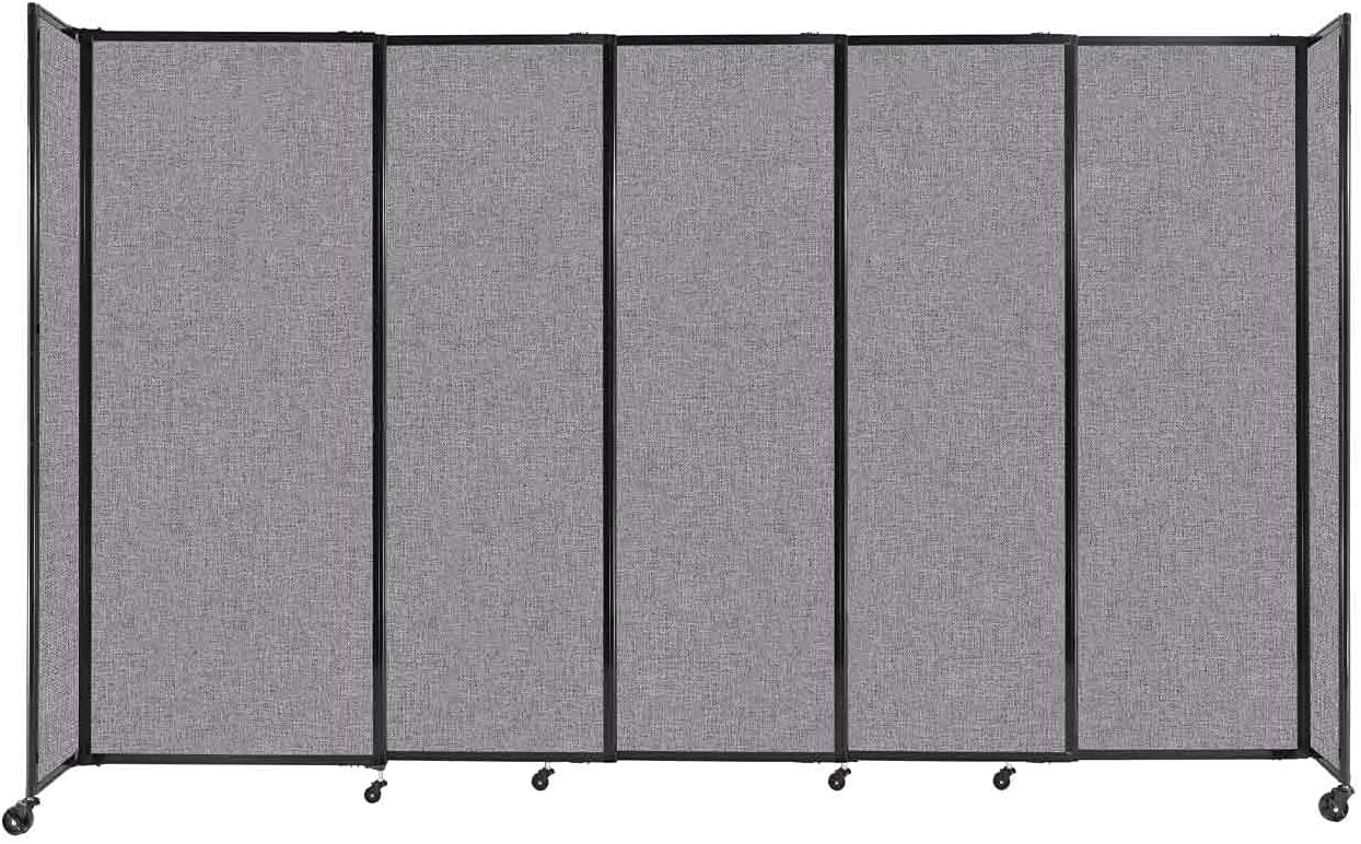 Versare Straightwall Sliding Portable Wall Partition | Freestanding Office Dividers | Locking Wheels | Temporary Room Separator | 11'3'' Wide x 6'10'' Tall Cloud Gray Fabric Panels