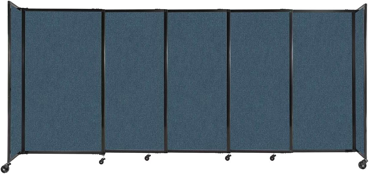 Versare Straightwall Sliding Portable Wall Partition | Freestanding Office Dividers | Locking Wheels | Temporary Room Separator | 11'3" Wide x 5' Tall Caribbean Fabric Panels