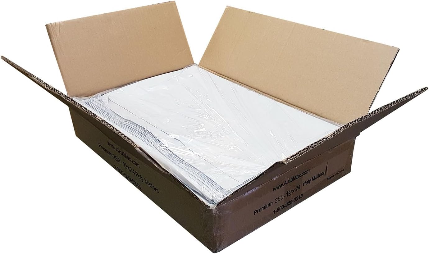 iMBAPrice 250 - 19x24 Premium Matte Finish White Poly Mailers Envelopes Bags (iMBA-7PM-250)