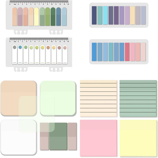 BAYTORY 1300 Sheets Pastel Transparent Sticky Notes, Clear Waterproof 3 x 3 inch See Through Memo Pad, Self-Adhesive Translucent Writable Index Tabs for Annotating Books, Stationary Supplies