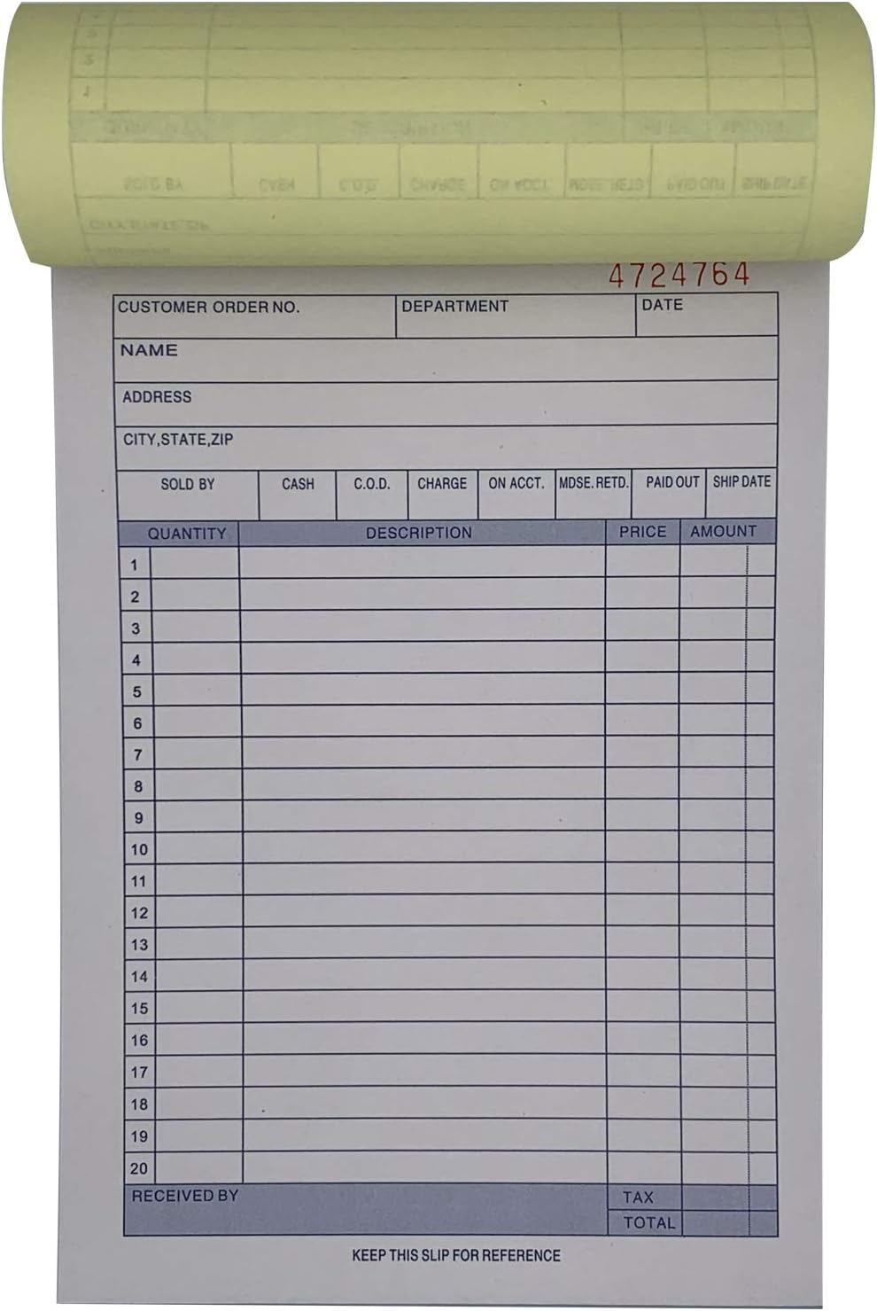 10 Pack Large Sales Order Book Receipt Invoice Duplicate Carbonless 50 Sets 5-9/16" X 8-7/16 (142X215mm) (10 pck Large 5-9/16" x 8-7/16")