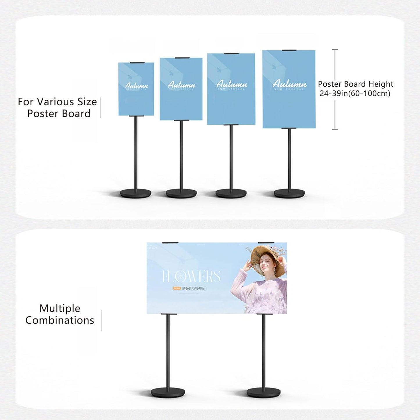 Heavy Duty Multi-angle Adjustable Metal Painting Easel Stand,Sign Holder Stand,Poster Stand with Round Base- Outdoor Floor Standing Indoor Display Holder(Silver)