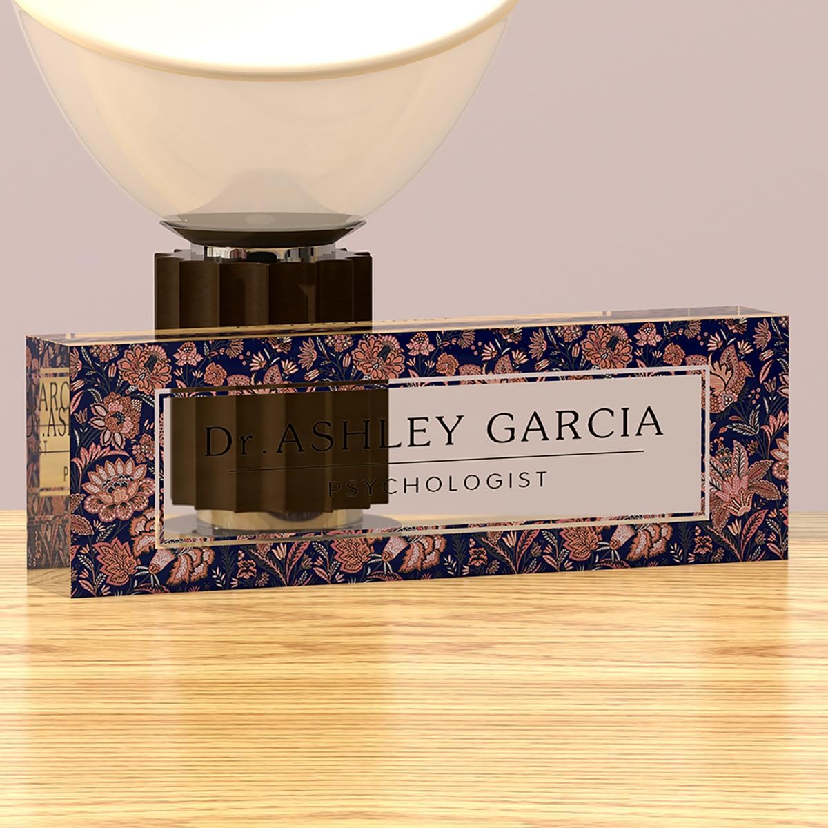 Personalized Office Desk Name Plate on Acrylic Glass - Custom Nameplate Decor, Accessories - Gift for Boss, Coworkers