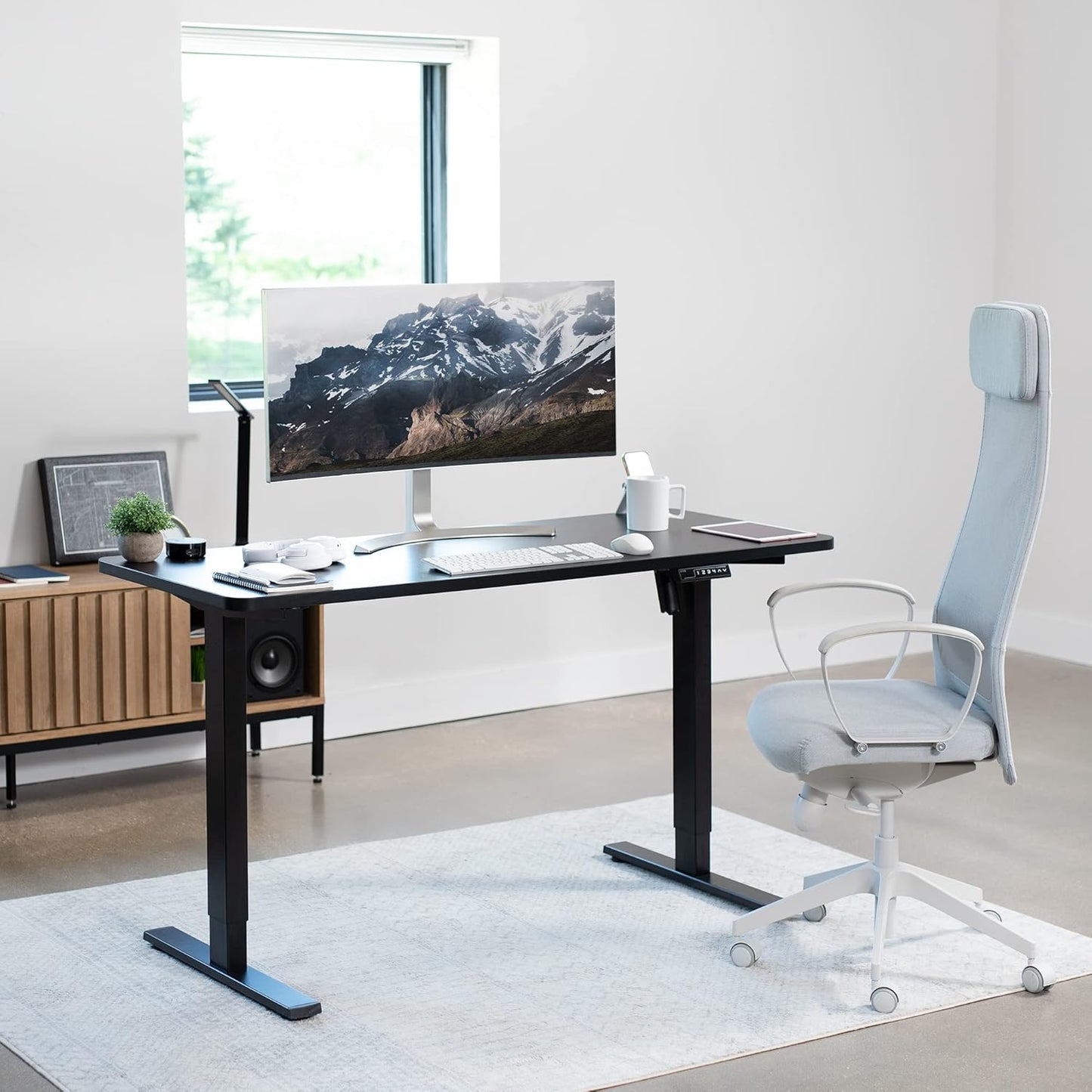 VIVO Electric 60 x 24 in Standing Desk, Memory Height Adjustment, 1B Series, One-Piece Black Top, Black Frame, DESK-KIT-1B6B