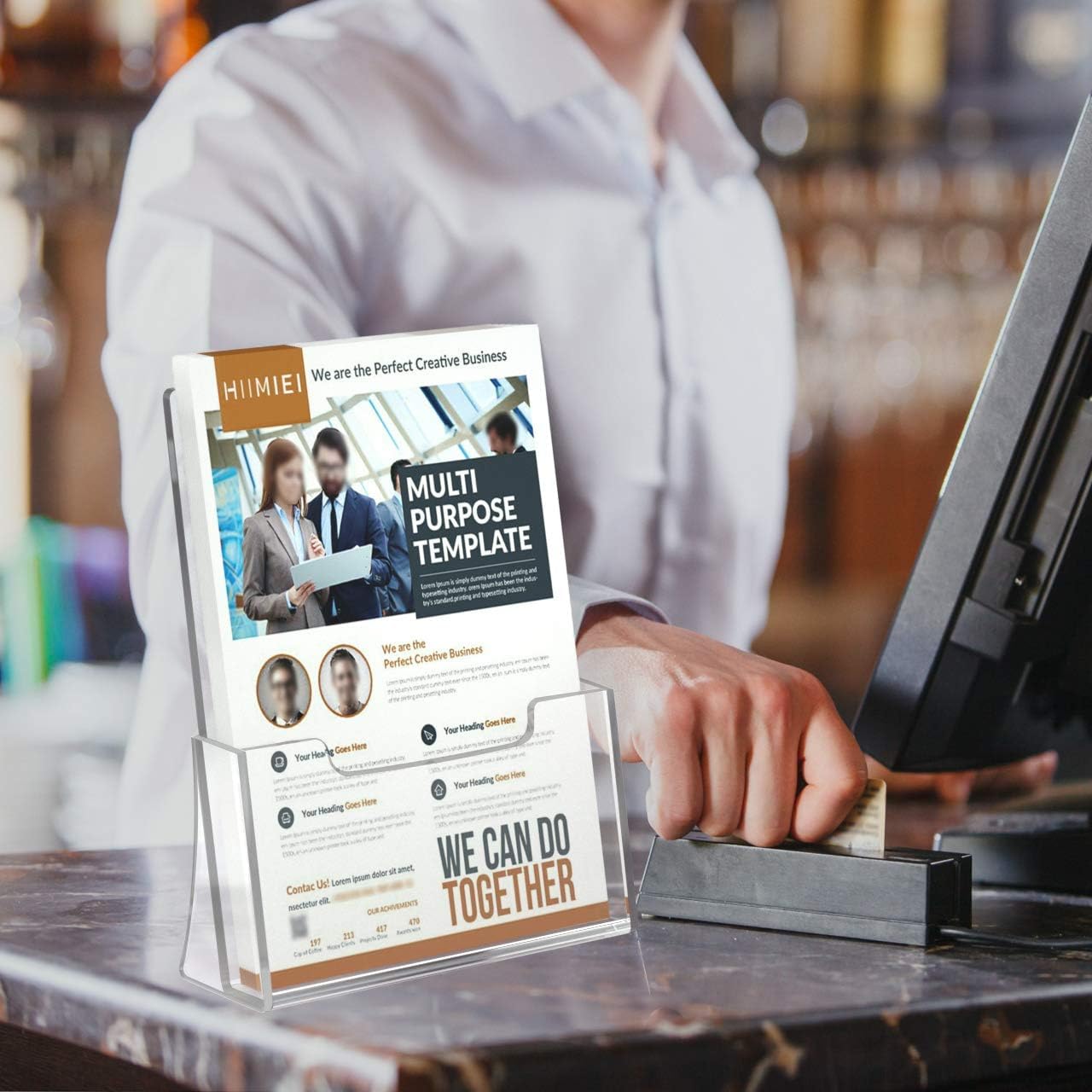 HIIMIEI 2 Pack 4 inch Wide Acrylic Brochure Holders for Pamphlets, Cards, Brochures, Magazines, Literature, Pamphlets Display Stand for Countertop