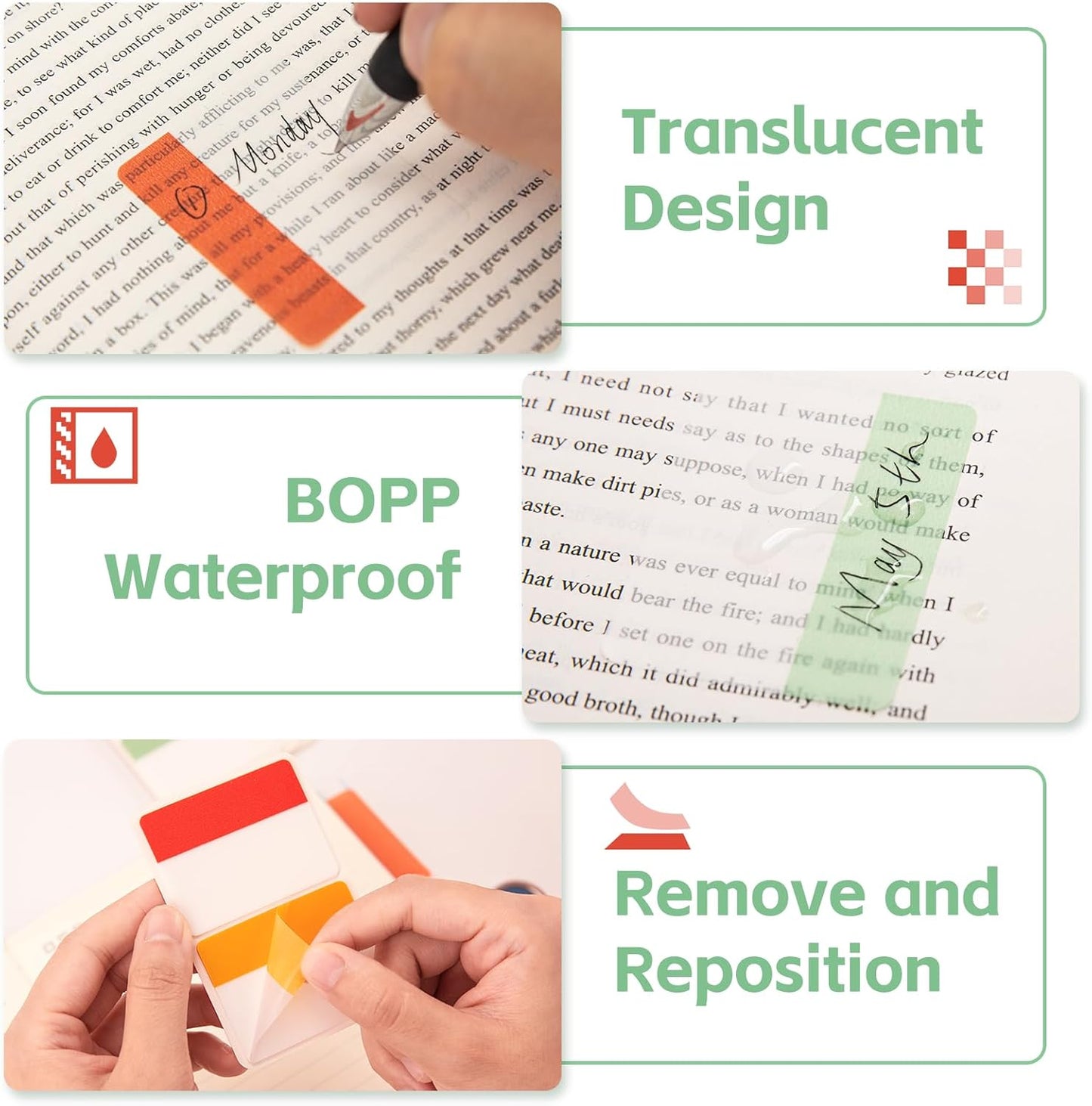 KICNIC Sticky Tabs 240Pcs 2Inch, Pastel Book Tabs, Adhesive BOPP Page Tabs, Transparent Annotation Labels, Tabs for Notebooks, Small Markers for School, College, Office (12 Colors)