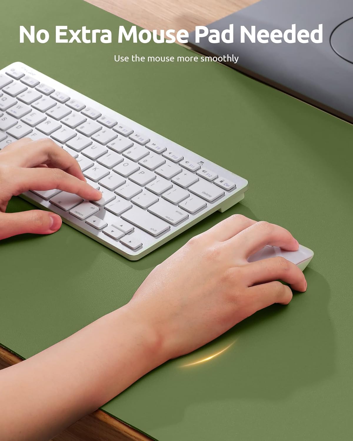 YSAGi Leather Desk Protector, Office Mat, Large Mouse Pad, Non-Slip PU Leather Blotter, Laptop Desk, Waterproof Writing Pad for Office and Home (Green, 31.5" x 15.8")