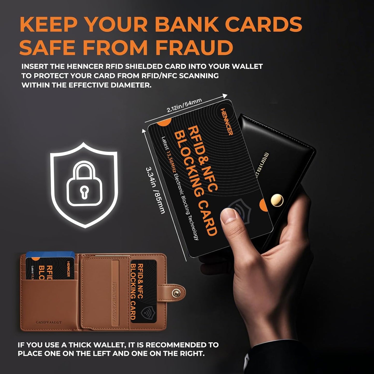 RFID Blocking Card, NFC Debit Credit Card Passport Protector, Entire Wallet Protection Blocker Set for Men & Women, Smart Slim Design Perfectly fits in Wallet and Purse (Blackorange, 6) (6)