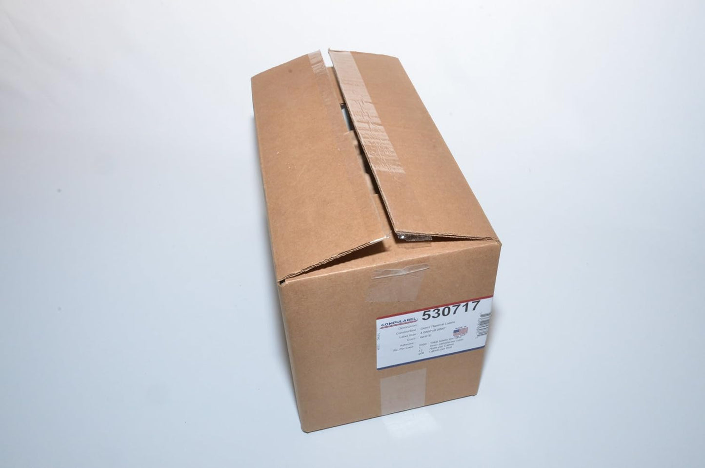 CompuLabel Direct Thermal Labels, 4-Inch x 8 Inch, White, Roll, Permanent Adhesive, Perforations Between Labels, 200 per Roll, 12 Rolls per Carton (530717)