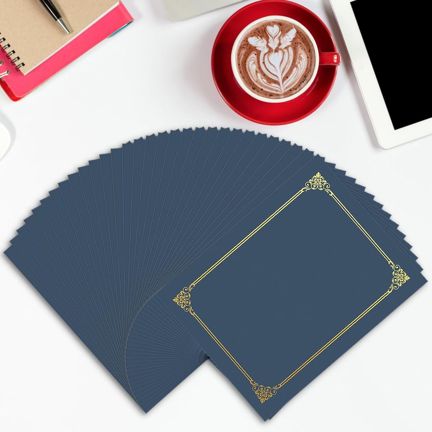 30 Packs Certificate Holders, Navy Blue Diploma Holders, 350gsm, Certificate Covers with Gold Foil Border for Letter Size 8.5 x 11 Certificates, Cardstock, Award, Graduation, Document Papers