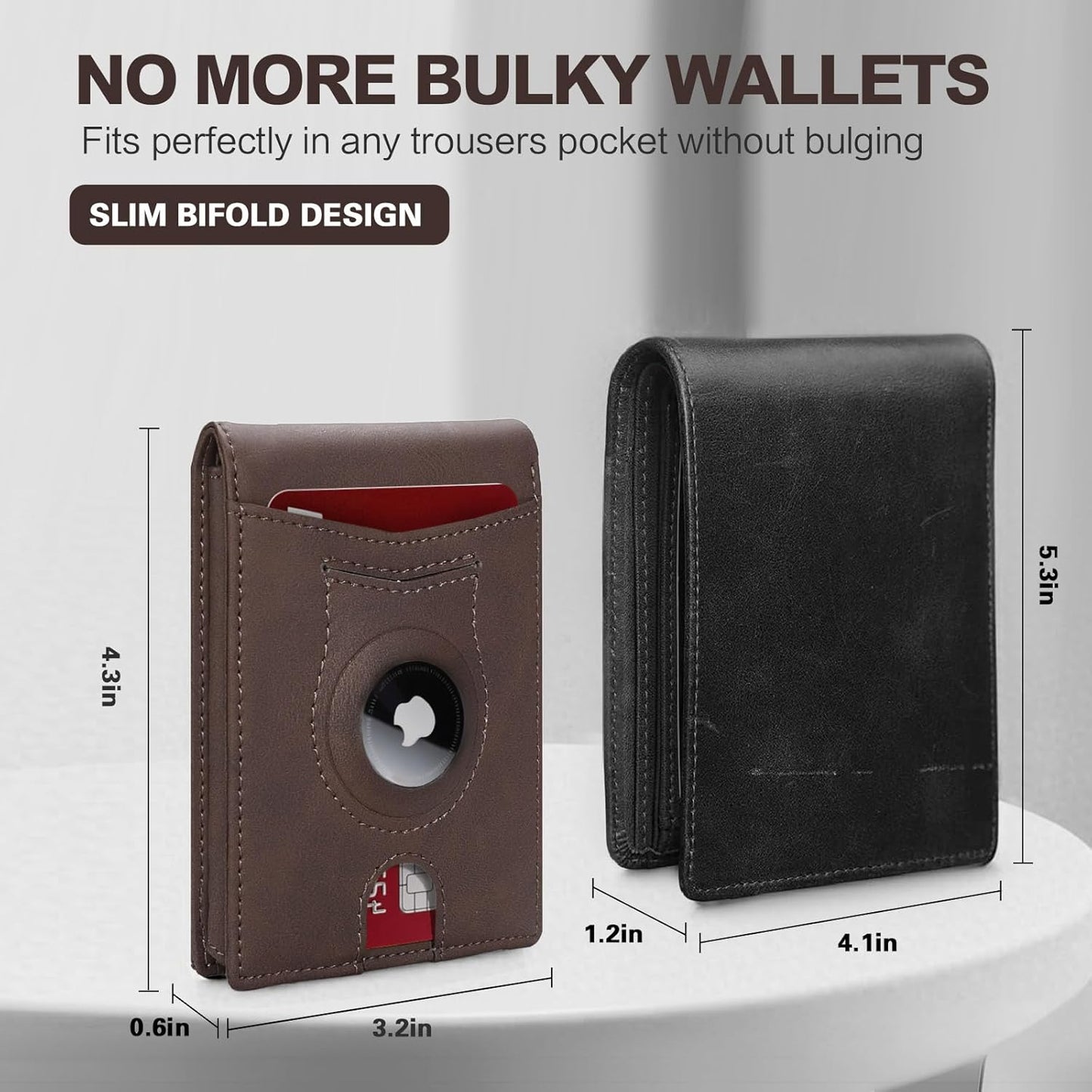 Slim Wallet for Men RFID Blocking Bifold Mens Slim Wallet,Ultra Thin Minimalist Front Pocket Small Compact Mens Leather Wallets,Smart Security Credit Card Holder with 2 ID Window & 1 Money Slot
