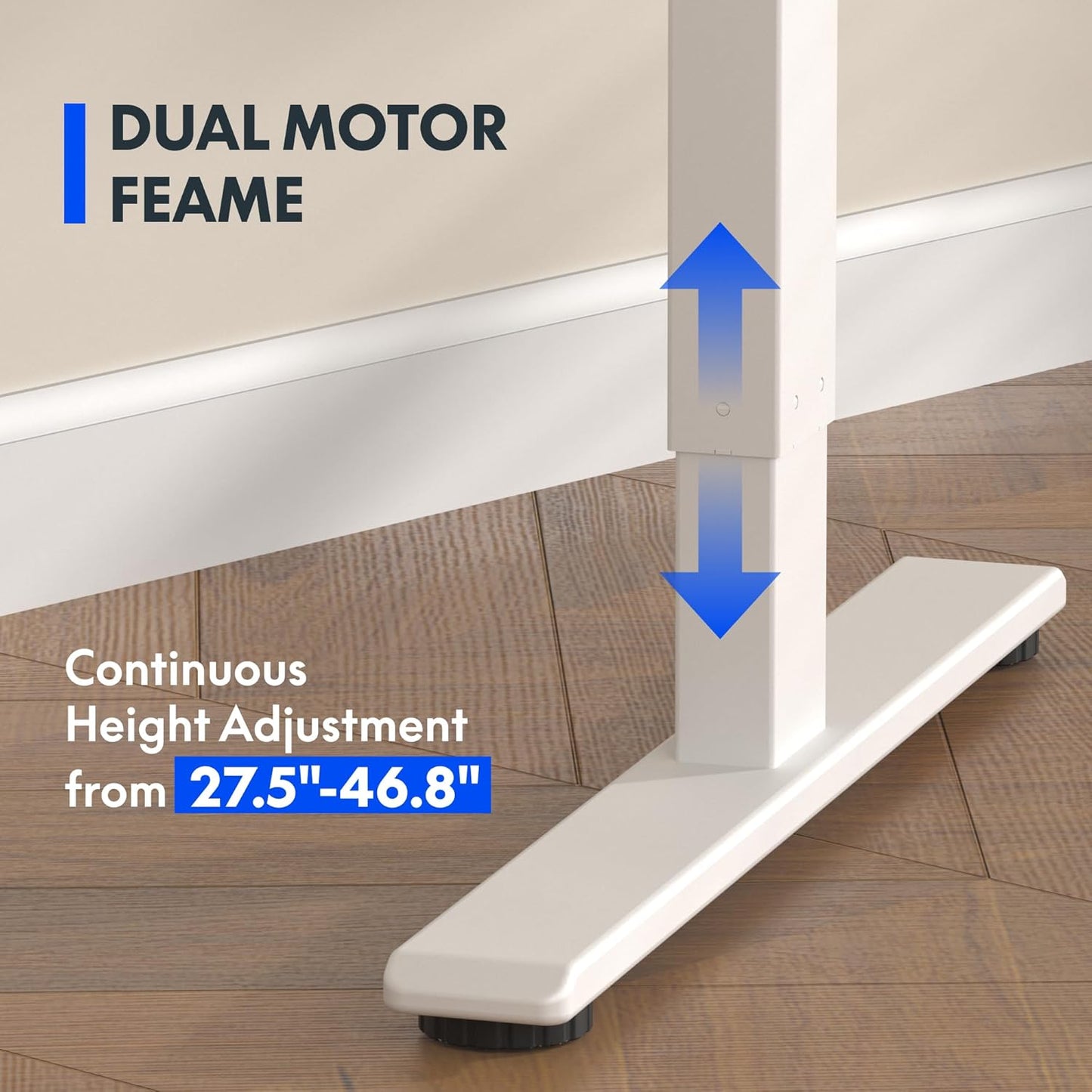 FLEXISPOT E3 Dual Motor Electric Standing Desk 55x28 Inch Whole-Piece Board Height Adjustable Electric Sit Stand Desk (White Frame + Special Walnut Desktop, 2 Packages)