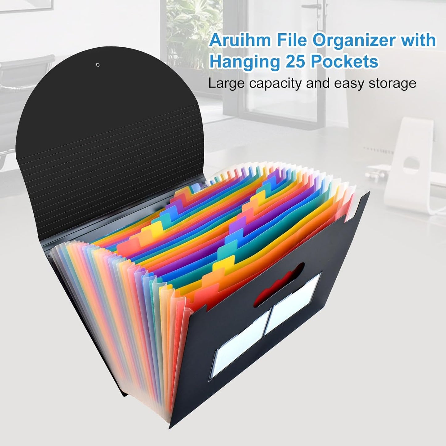 Accordion File Organizer, Expanding File Folders, 25 Pockets Bill Receipt Organizer with Colorful Tabs, Desktop Folders Letter A4 Paper Document Storage for Home Office