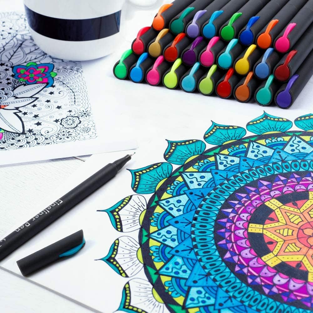 45 Pack Planner Colored Pens, 40 Colors Pens with 5 Stencils, Fineliners for Journal Planner Note Calendar Writing Coloring, Drawing, School Office Art Supplies