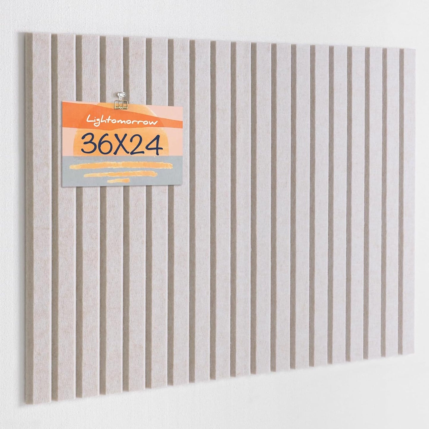 Bulletin Board, 36 x 24 inches Felt Board Decorative Pin Board, 3' x 2' Cork Board Alternative for Wall, Foldable Photo Board with 20 Pushpins - Oatmeal Stripes