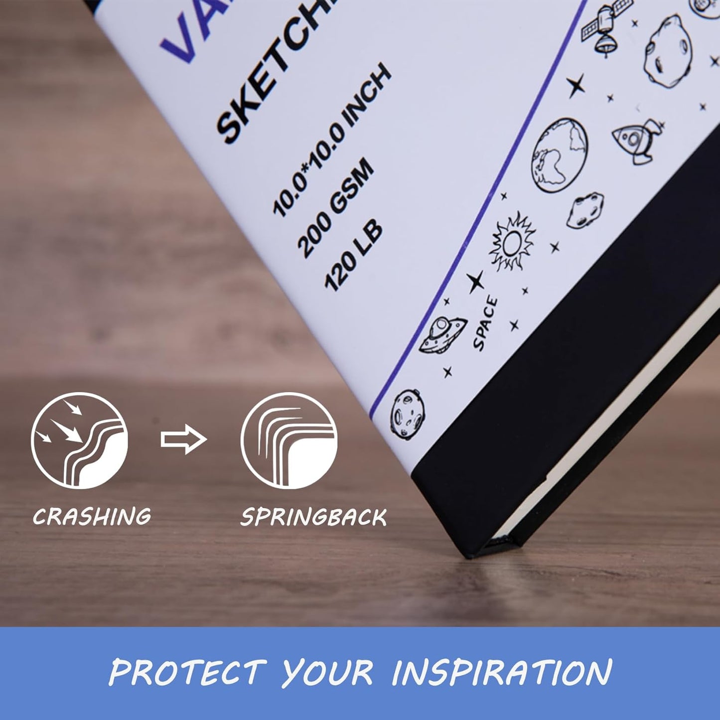 Hardcover Square Sketch Book, 120lb/200GSM Sketchbook Thick Drawing Paper for Marker Watercolor Pencil Mixed Media, Premium Drawing Notebook, 60 Sheets/120 Pages 8x8 Inch Sketch Pad, 2 Pack