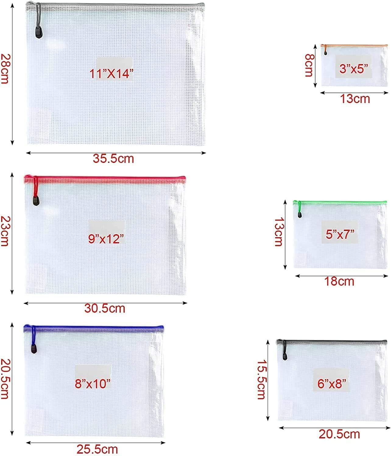 Oaimyy-16 PCS-6" x 8" Inch -Mesh Zipper Pouch, Plastic Zip File Folders Puzzle Bags for Organizing,Office Supplies,Travel,Home Storage-Multicolor