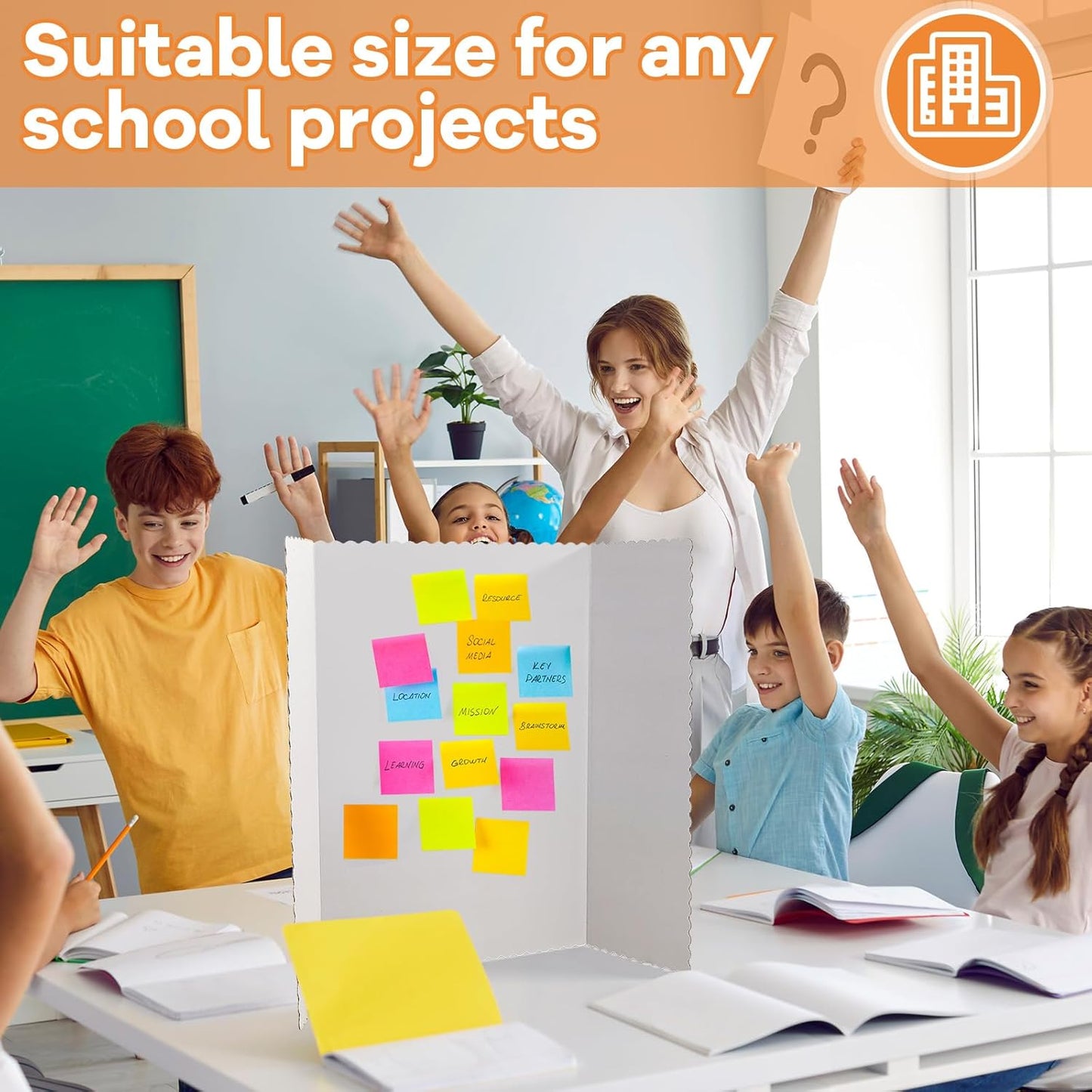 Ctosree 60 Pcs Tri Fold Display Board,36" x 48" Portable Lightweight Foldable Presentation Poster Board for Office Projects Exhibitions Workshops, White