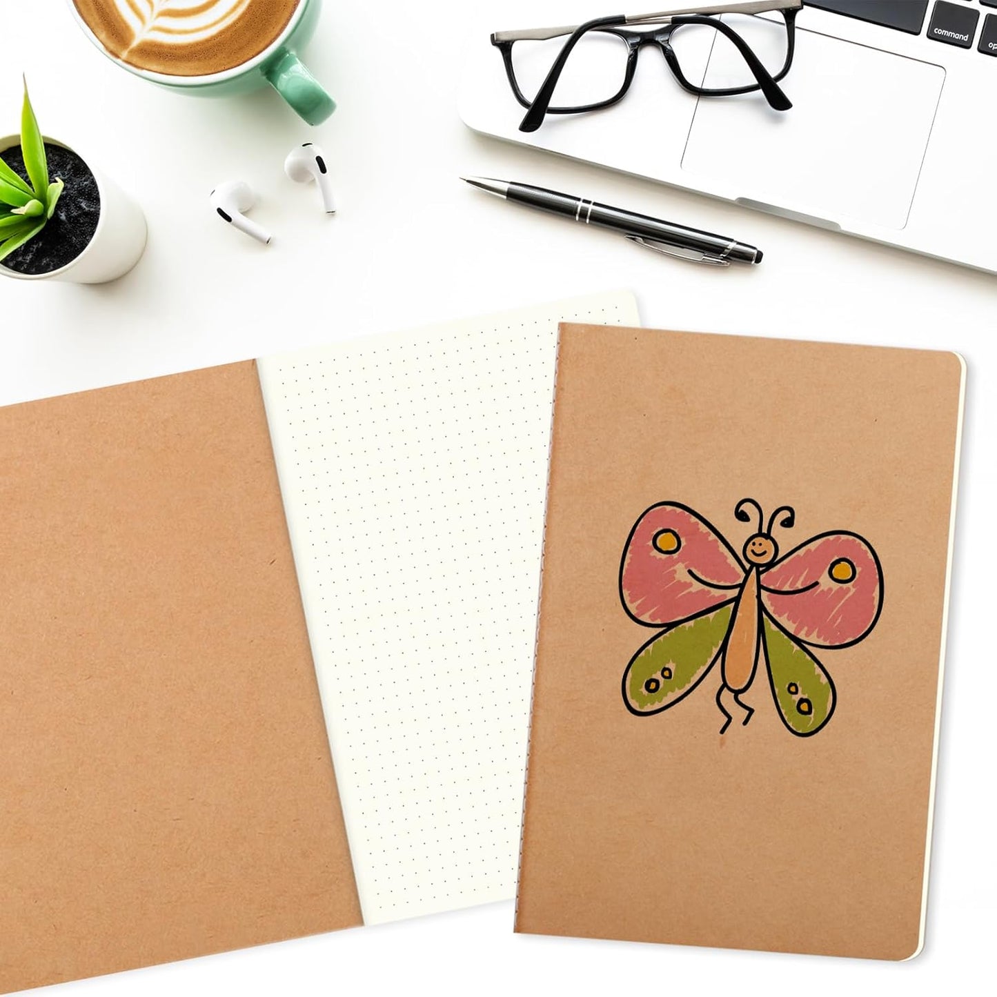 24 Pack 8.25x5.5 Inches Dot Grid Paper Notebook/ A5 Size Dot Journal Notebook, Dot Grid Subject Notebooks Wire-Bound with Kraft Cover, 32 Sheets/64 Dot Pages