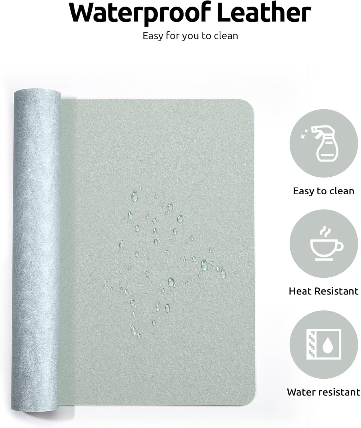 YSAGi Leather Desk Protector, Office Mat, Large Mouse Mat, Non-Slip PU Leather Blotter, Laptop Pad, Waterproof Writing Pad for Office and Home (Grayish Green, 23.6" x 13.8")