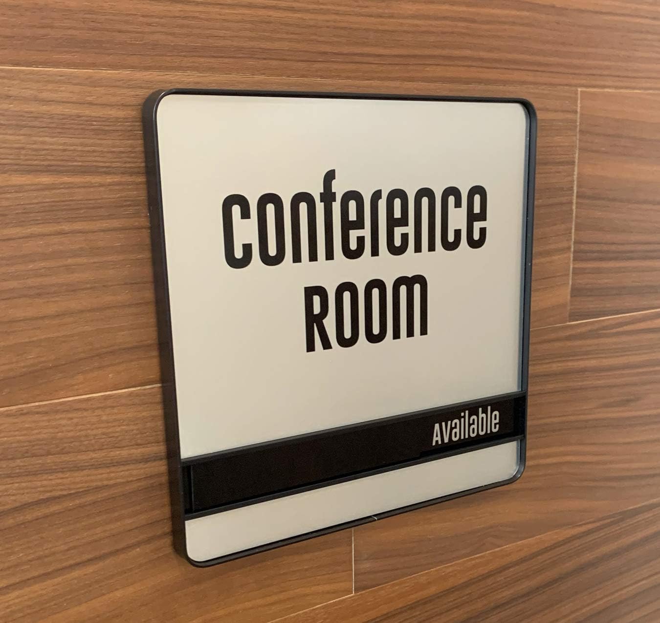 NapTags Conference Room Slider Signs (Silver - Black Frame, 8" x 8")