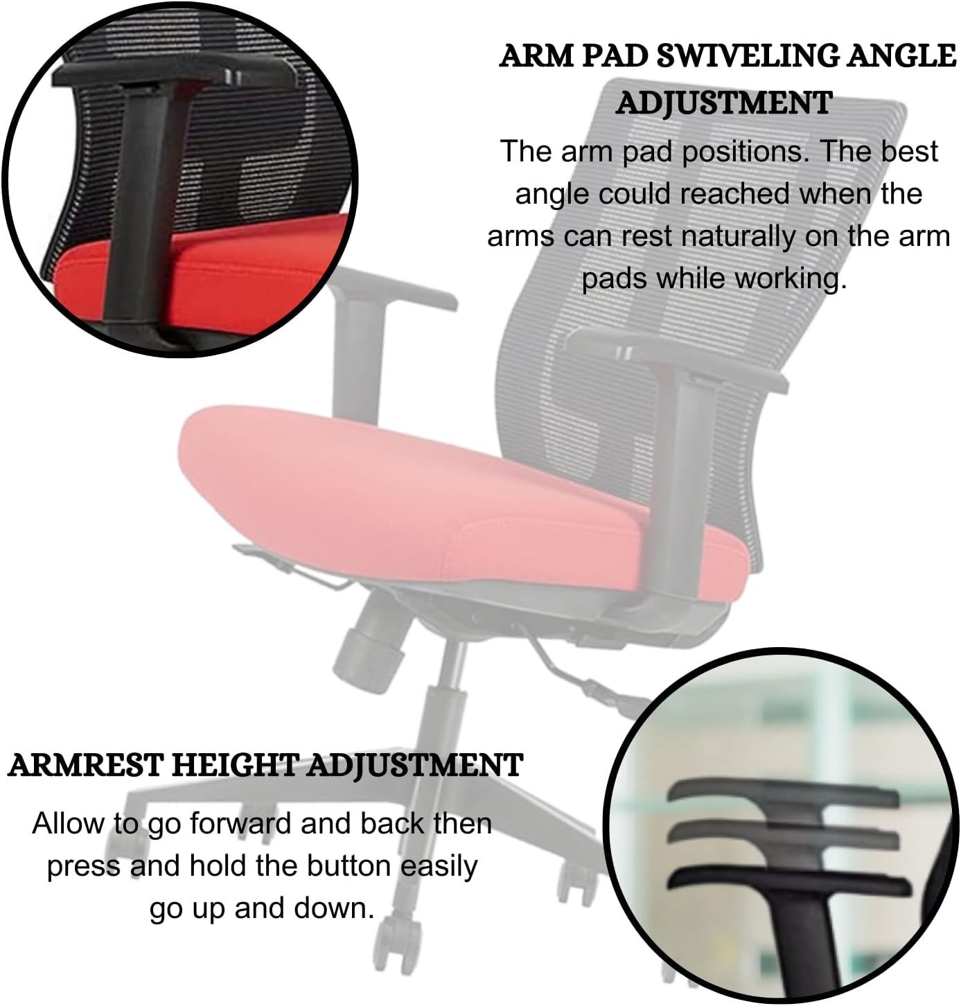 Ergonomic Office Chair - Breathable MESH - Back Adjustable Lumbar Support with 3-D ARMRESTS TILT Function and 360-DEGREE Swivel Wheels Comfortable Wide SEAT - Home Office Chair (Tangerine) Pack of 2