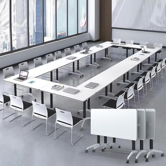 Conference Room Table with Flip-Top Design for Dynamic Meetings, Business Table Computer Desk with Heavy-Duty Frame,Foldable Seminar Meeting Tables for Home Office (4, E, 70.8IN)