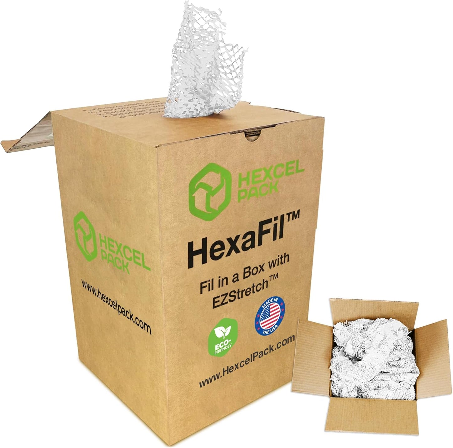 HexaFil Honeycomb Packing Paper - Eco-Friendly, Sustainable Filler for Shipping and Moving, Cushioned Packing Material in Dispenser Box, Alternative to Bubble Wrap - White, 12" x 1700'