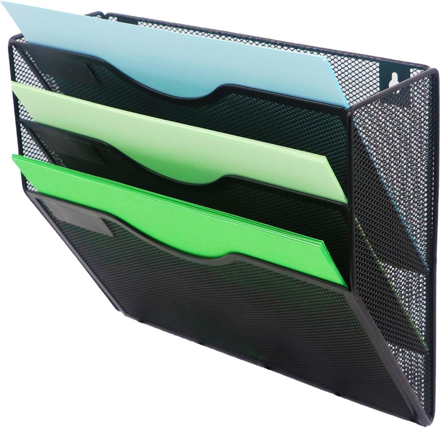 Kuntine.B Wall File Organizer Office Hanging Magazine Holder Wall File Organizer for Office Home (Black, 3 Tier)