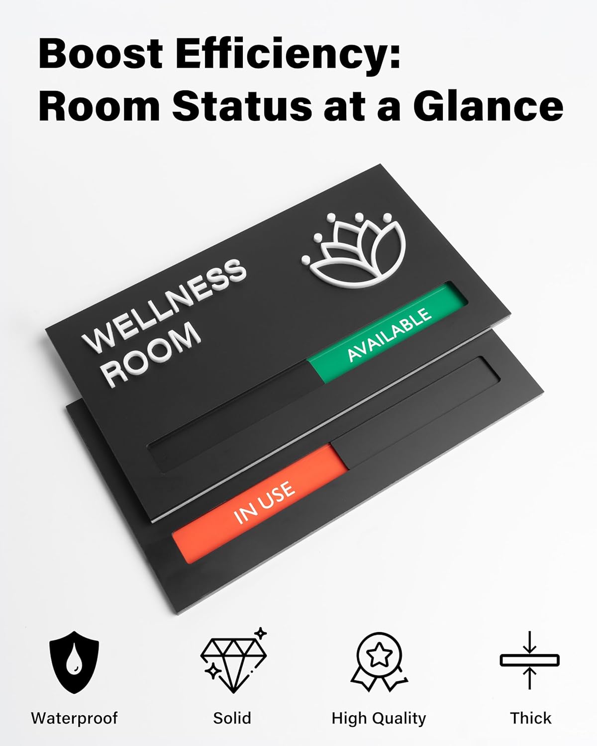 In Use Available Privacy Sign, 9'' x 5'' Magnetic Slider Door Indicator Signs for Mother's Room Conference's Room Wellness Room, Privacy Decor for Office Hospital